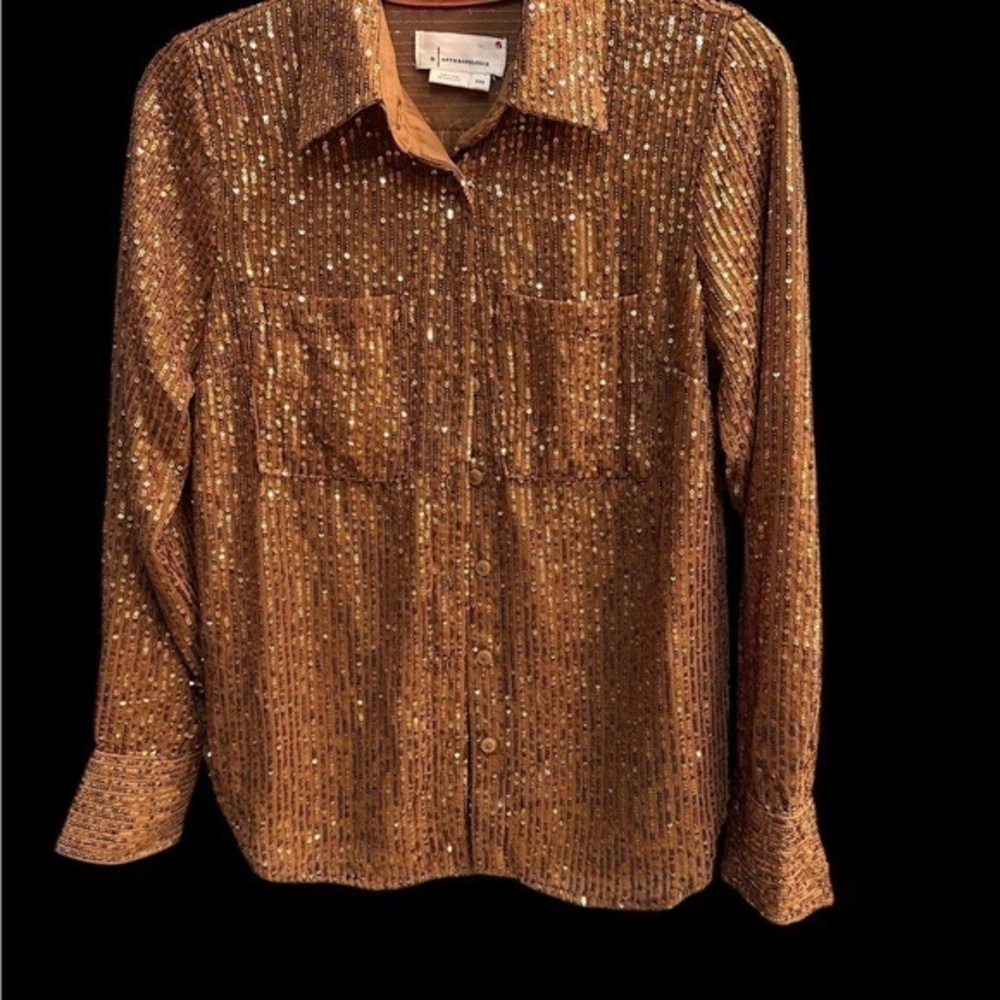Anthropologie Sequin Blouse in Bronze
